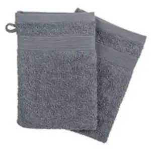 Atmosphera Lot de 2 gants de toilette en coton - 15 x 21 cm - Gris