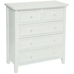 Comparateur de prix : JJA Chiffonnier Charme blanc 5 tiroirs - Atmosphera créateur d'intérieur