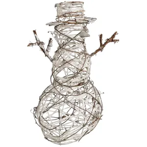 Comparateur de prix : FEERIC CHRISTMAS Déco de Noël Bonhomme de neige en Rotin et Métal H 40 cm