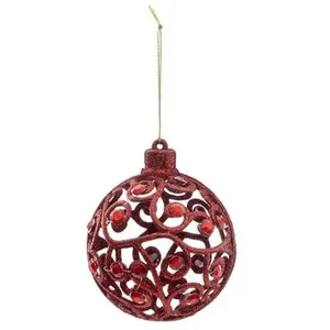 Comparateur de prix : Atmosphera Créateur d'intérieur - Boule de Noël Paillettes & Strass Soir 8cm Rouge