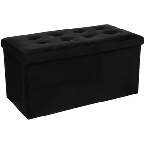 Comparateur de prix : Atmosphera - Pouf Pliant Double Lysandre Noir Effet Velours