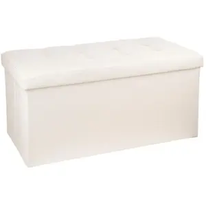 Comparateur de prix : ATMOSPHERA Pouf pliable double Lysandre - Beige - L 75,7 x P 37,5 x H 38 cm TU
