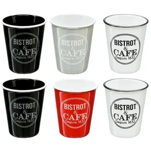 Comparateur de prix : FOMAX 6 tasse a cafe bistrot 7 x 5 cm 11 cl rouge noir gris blanc cuisine vaisselle