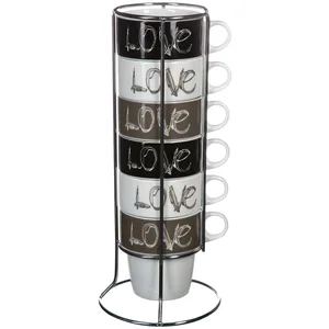 Comparateur de prix : Secret de gourmet Lot 6 mug love avec support metal