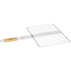 AC-DÉCO Double grille barbecue rectangulaire - 30 x 40 cm - Métal chromé pas cher