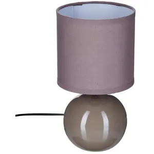ATMOSPHERA Lampe de chevet - Céramique - Boule 25cm - Taupe - 60W - Abat-jour en toile