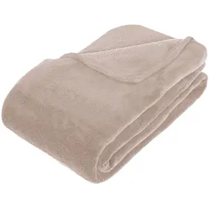 Plaid Kiesa microfibre beige 180x230cm Atmosphera Créateur D'intérieur