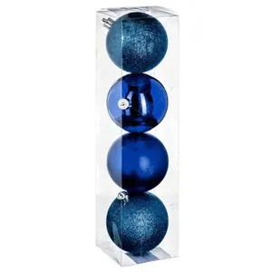 Comparateur de prix : Déco de sapin Lot de 4 Boules de Noël d 8 cm - Bleu nuit - Feeric Christmas
