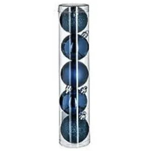ATMOSPHERA Déco de sapin Lot de 5 Boules de Noël d 5 cm - Bleu nuit - Feeric Christmas