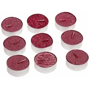 Comparateur de prix : FEERIC LIGHTS & CHRISTMAS Lot de 9 Bougies Chauffe plat Rouge pailleté D 3.8 cm