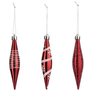 Lot de 3 Boules de noël forme Glaçons pailletés Rouge - Feeric ChristmasVendu paramazon