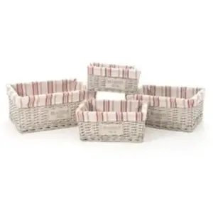 ATMOSPHERA Lot de 4 Paniers Rectangulaire Bistrot 28cm Naturel pas cher