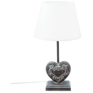 Lampe à poser - ATMOSPHERA - Coeur - Bois MDF - Abat-jour en lin - H 49 cm pas cher