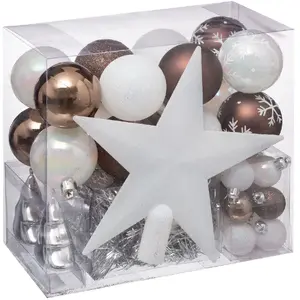 Comparateur de prix : Kit de sapin Marron glacé 44 pièces blanc marron - Feeric lights & christmas