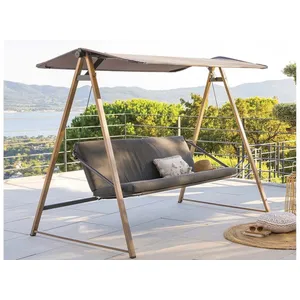 Comparateur de prix : HESPERIDE Balancelle de jardin soly honey & charbon 224x135x173cm en acier SOLY