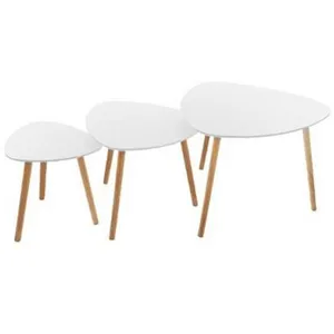 Comparateur de prix : ATMOSPHERA Lot de 3 tables à café gigogne en Bois blanc et pieds bois naturel
