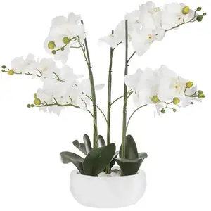 Comparateur de prix : Atmosphera - Orchidée artificielle - pot céramique blanc H65 cm
