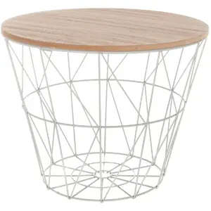 Atmosphera Table À Café En Métal Gris Et Plateau En Bois H 30.5 CmVendu parrue-du-commerce