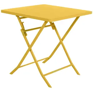 Comparateur de prix : HESPERIDE Table de jardin pliante carrée Greensboro - 2 Places - Jaune moutarde