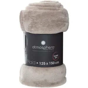 Atmosphera Créateur D'intérieur - Plaid Ollis flanelle beige 125x150cm pas cher