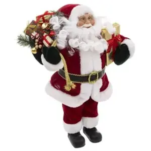 ATMOSPHERA Père Noël traditionnel en velours rouge et fourrure blanche H 45 cm pas cher