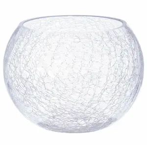 Comparateur de prix : Vase boule - ATMOSPHERA - Verre craquelé - H15 cm - D20 cm - Transparent