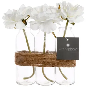 Comparateur de prix : Atmosphera Composition roses artificielles + tube en verre H. 23 cm
