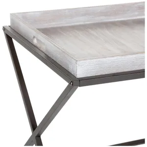 Atmosphera Table À Café Pliante En Métal Et Bois Plateau Amovible pas cher