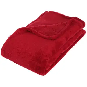 Comparateur de prix : Atmosphera Créateur D'intérieur - Plaid microfibre rouge 130x180cm
