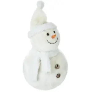 Feeric Lights & Christmas Déco de Noël Peluche Bonhomme de Neige avec bonnet et écharpe H 38 cm pas cher