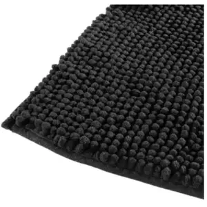 Comparateur de prix : Tapis de salle de bains L.80 x l.50 cm 5Five gamme Chenille coloris noir