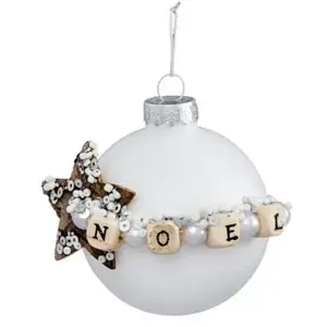 Feeric Lights & Christmas Boule de Noël en Verre "Hors Piste" 6cm Blanc pas cher