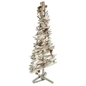 Fééric Lights and Christmas - Sapin Déco en Bois Glacé 57cm Gris & Naturel pas cher