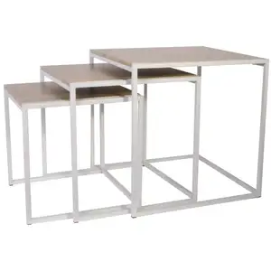 HOME DECO FACTORY Lot de 3 Tables carrées gigognes - Blanc - L 45 x P 45 x H 45 cmVendu paramazon