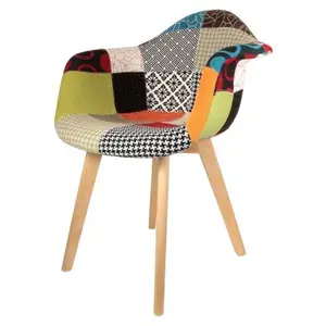 Comparateur de prix : THE HOME DECO FACTORY Lot de 2 chaises scandinaves avec accoudoir patchwork coloré FJORD