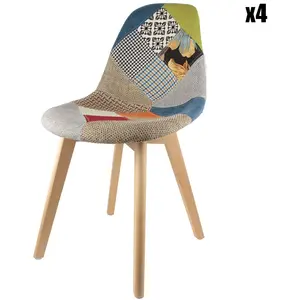 Comparateur de prix : THE HOME DECO FACTORY Chaise scandinave - Patchwork - Multicolore - Bois - Tissu