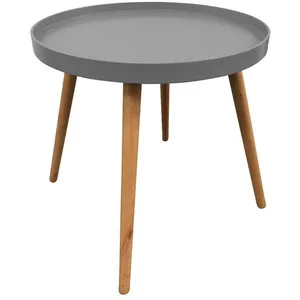 THE HOME DECO FACTORY Table plateau ronde - Gris - L 50 x P 50 x H 50 cm pas cher