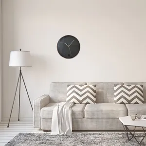 Comparateur de prix : The Home Deco Factory - Horloge ronde noire et cuivrée 30.5 cm