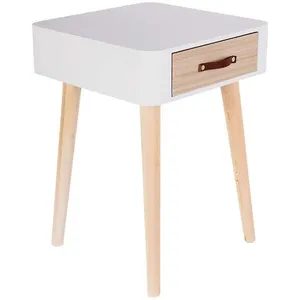 Home Deco Factory - Chevet esprit Scandinave gris - 37x31x37.5 cm T.U pas cher