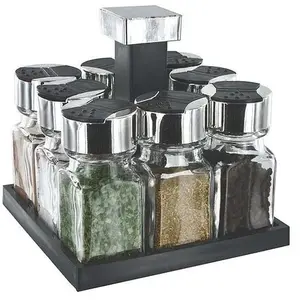Saveur Et Degustation Cook Concept - Carrousel à épices carré tournant pots 10 cl 8 pots pas cher