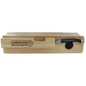 COOK CONCEPT Home Deco Factory - Cave à saucisson et couteau beige - 33x11x8 cm T.U pas cher