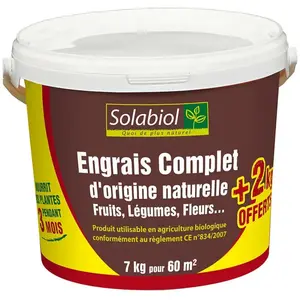 Comparateur de prix : Engrais complet SOLABIOL - 5 + 2kg offert /nc