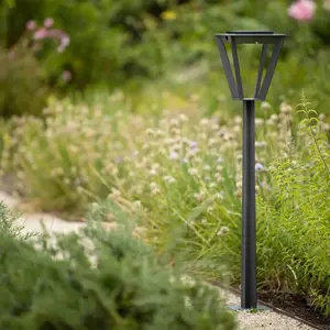 Les Jardins Borne solaire LED Metro avec capteur, griseVendu parluminaire