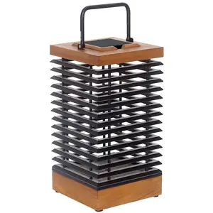 Les Jardins Lanterne solaire LED Tekura, teck/gris, 46,5 cm