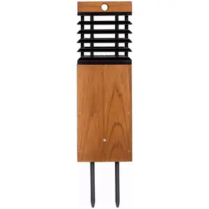 Les Jardins Lampe d'allée solaire LED Tekura, teck/gris, brocheVendu parluminaire