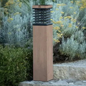 Les Jardins Lampe d'allée solaire LED Tekura, gris, bois, 75 cmVendu parluminaire