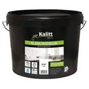 BATIR PEINTURES Kalitt - Peinture mur et plafond mono couche acrylique satin blanc 10L pas cher