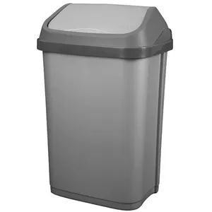 Poubelle 50l couv.basculant gris silve aluminium et plastique ps50 pas cher