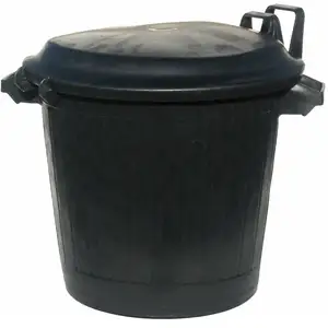 Aluminium Et Plastique - Poubelle 80L noire avec couvercle pas cher