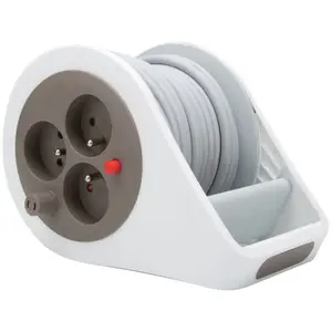 Zenitech Mini enrouleur design 3 prises 7m taupe - Zenitech